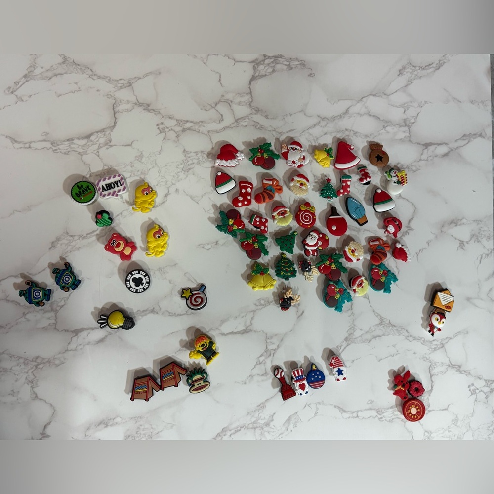 Lot of 60 Croc Charms-holiday and variety